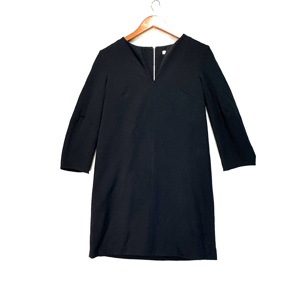 TIBI Black Crepe 3/4 Cinched Sleeves Shift Short Dress US 2 Rt. $425